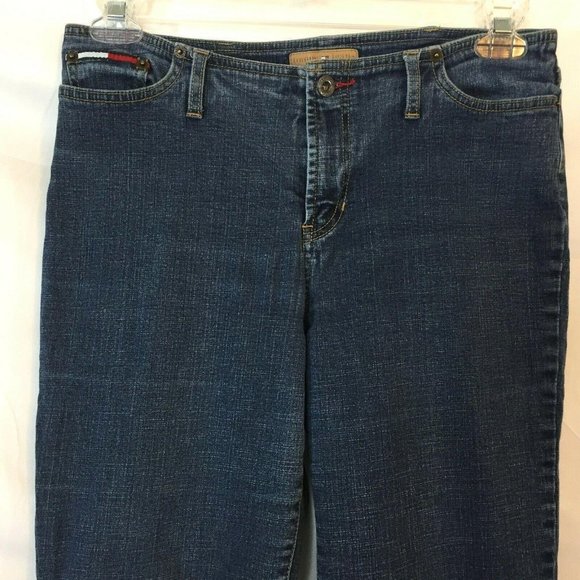 Tommy Hilfiger Jeans Womens Size 11 Vintage Spell Out Flag Flare Blue Stretch - Picture 6 of 10